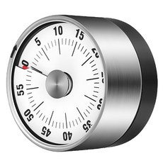 AHOYE 不鏽鋼機械式料理計時器, 黑色 + 銀色, 精準定時，磁吸設計，廚房必備, 1個