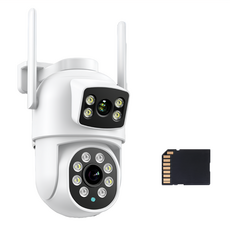 DTAudio 聆翔 雙鏡頭WiFi攝影機 600萬像素 旋轉鏡頭 含128GB記憶卡, 1組, IPC-A02B1