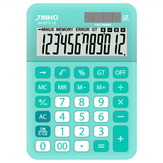 JINHO 京禾 12位元計算機 JH-2717-12 圓弧形 高彈性 人性化按鍵, 綠色, 1個