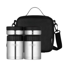 TUMS 不鏽鋼真空保溫便當盒4件組，含便當袋, 混合顏色, 1組
