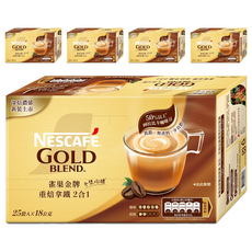 NESCAFE 雀巢咖啡 金牌咖啡二合一重焙拿鐵, 18g, 25包, 5盒