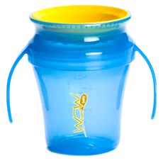 WOW Cup baby 360度EVEN-SEAL握把透明喝水杯，防漏，9個月以上寶寶適用, 果凍藍, 207ml, 1個