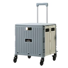 韓國 Damda Home PLUS 四輪摺疊購物車 - 靜音輪設計, 最大承重80公斤, 迷霧藍, 1個