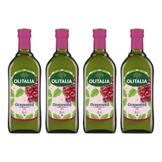 OLITALIA 奧利塔 葡萄籽油, 高含量Omega-6不飽和脂肪酸，富含花青素(OPC)，油品穩定，耐高溫且低油煙, 1L, 4瓶
