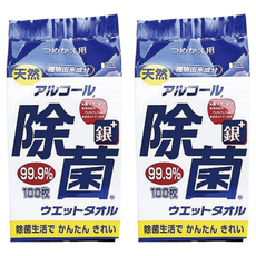 KOYO KASEI 銀離子抗菌酒精濕紙巾補充包, 100張, 2包