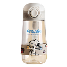 優貝選 史努比 SNOOPY 兒童 直飲式便攜水壺, 1個, 透明色 + 蓋子 灰白色, 500ml
