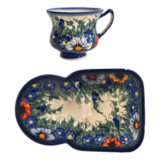 Ceramika Artystyczna Cerraf 花茶杯+點心盤 200ml 波蘭陶器, 44-K-6-Q1, 1組