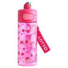 優貝選 迪士尼萌趣小公仔直飲式便攜運動水壺, 1個, 530ml, 草莓熊