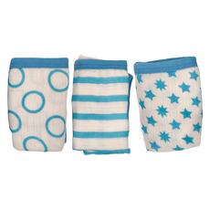 aden anais 嬰兒小方巾套裝，40%棉 60%聚酯纖維，25 x 25cm, 藍色