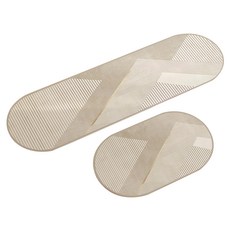 Mega 廚房日式侘寂風防油PVC皮革地墊 Set 2 輕鬆打理 雙面防滑設計 自由剪裁, 橢圓素寂, 1組