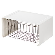 SHIMOYAMA 北歐風桌上型ㄇ型置物/分層收納架 + 收納籃, 1套, 白色