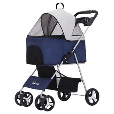 Doogo 寵物分離式摺疊推車 LC01, 1台, 撞色深藍 + 白色