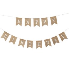生日快樂魚尾拉旗 DIY組裝 13*18公分, 1個, 麻布