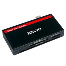 Kinyo USB3.0 ATM智慧卡 + 記憶卡多合一晶片讀卡機, 黑色, 1個, KCR513