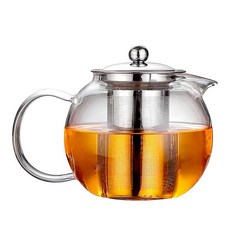 AHOYE 耐熱玻璃圓頂泡茶壺,650ml,透明色,安全耐用易清洗, 1個