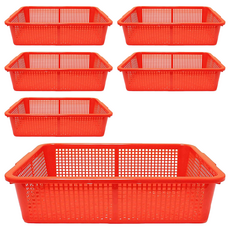 震嶸塑膠 600公文林 置物籃 收納籃, 53 x 42 x 13cm, 紅色, 6個