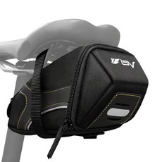 BV 腳踏車座墊包，2L容量，600D滌綸和防水布，帶拉鍊開口，3M反光條, 黑色, 1個