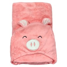 Vanibaby 兒童斗篷浴巾 動物造型 70*140cm, 粉色小豬, 1條