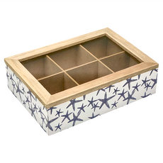 VERSA 6格茶包收納盒 MDF木板 壓克力, 藍海星, 1個