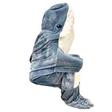 ROYALLIN 蘿林嚴選 可愛鯊魚睡衣睡袋 L碼, XXL(168~177cm), 藍色