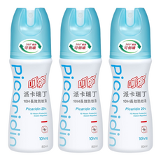 叮寧 派卡瑞丁 10H長效小黑蚊防蚊液, 360度可倒噴, 通過皮膚敏感測試, 80ml, 3瓶