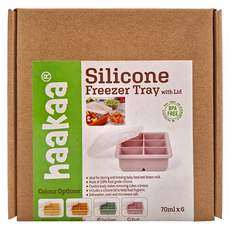 haakaa 6格矽膠副食品分裝盒/製冰盒 (70ml*6), 附蓋, 綠色, 420ml, 1個
