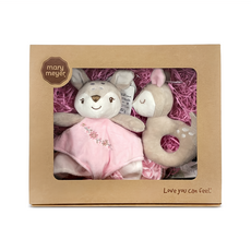 Mary Meyer 蜜兒 經典禮盒 Set 纖細柔軟不傷害寶寶柔嫩肌膚 安全柔軟布料 手搖鈴聲響設計, 花鹿, 1盒