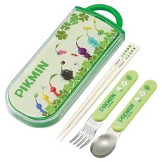 Skater 三合一餐具組, 筷子1雙 + 叉子 + 湯匙 + 筷盒, 皮克敏, 1套