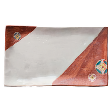 喜氣赤繪組 日本製 陶瓷餐具套組 赤繪三丸紋長角皿 + 赤繪三丸紋長角碟 + 朱即四方取皿 + 赤繪士物花器 + 唐津手造湯吞杯, 1組, 赤繪三丸紋長角皿 + 赤繪三丸紋長角碟 + 朱即四方取血 + 赤繪士物花器 + 唐津手造湯吞杯, 赤繪