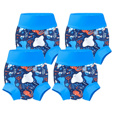 Splash About 3D游泳尿布褲 海底大冒險, Neoprene潛水專用面料, UPF50+防曬, L(40~47cm), 4件