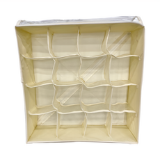 掀蓋16格收納盒 牛津布PP板網紗材質, 純色系, 1個, 33 x 32.5 x 12cm