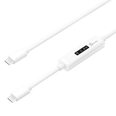 j5create 凱捷國際 USB-C to USB-C 2.0充電傳輸線內嵌OLED動態螢幕顯示 JUCP14, 1.2m, 1條, 白色
