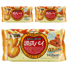 SANRITSU 三立製菓 源氏派 鹽焦糖風味餅乾 14枚入, 105g, 3袋