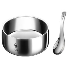 SSGP 三四鋼 316不銹鋼雙層隔熱飯碗 附湯匙 13cm, 單一顏色, 1個