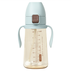 MOTHER-K 精粹極簡PPSU彈蓋即飲吸管杯, 冰川蔚藍, 300ml, 1個