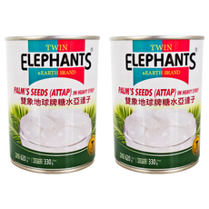 TWIN ELEPHANTS 雙象地球牌 糖水亞達子 泰國製造, 620g, 2罐