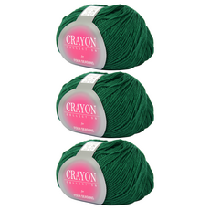 SILBARAM TEXTILE Crayon系列 毛線 12 綠色 1 捲, 50%棉 40%丙烯酸 10%人造絲, 淨重45克, 3捆