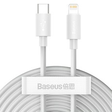 Baseus 倍思 Type-C to iPhone 智簡套裝充電傳輸線 PD 20W, 2條, 白色, 1.5m