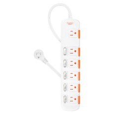 PowerSync 包爾星克 6開6插安全防塵防雷擊延長線 TS6X9027, 2.7m, 白色, 1條