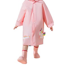 Mini嚴選 立體卡通兒童雨衣 粉色獨角獸 - 兒童雨具, L, 1件