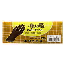 CARNATION 康乃馨 家庭用手套 12雙, 白色 + 紅色, 7.5號, 1盒