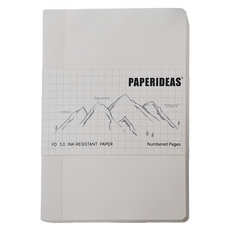 PAPERIDEAS A6 裸背筆記本 188頁 100g純木漿無酸紙, 白色 方格版, 1本