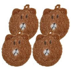 MasterClean 韓風手編洗碗巾, 可愛小熊造型, 小熊深棕色, 3個, 4包