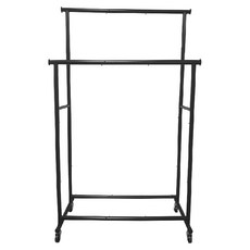 Steel Tycoon 鋼鐵力士 全鐵雙桿衣架, 黑色, 91x42x114-153(H)cm