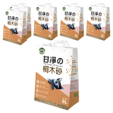 甘淨 凝結貓砂 6L 100%純天然桐木顆粒 輕巧易凝結 可沖入馬桶 氣味佳, 桐木迷迭香, 6袋