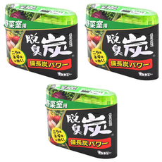 ST 雞仔牌 脫臭炭 野菜室用, 搭配備長炭與活性炭 強力除臭 凝膠狀, 140g, 3盒