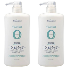 KUMANO 熊野油脂 Pharmaact 熊野 無添加潤髮乳 600ml, 添加胺基酸, 綠蛋白, 透明質酸, 無香料, 無色素, 無防腐劑, 2瓶