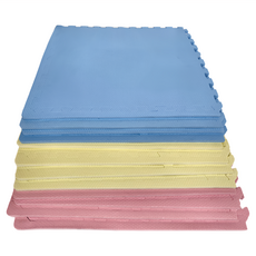 繽紛三色大巧拼地墊 附雙邊條 3.3kg, 64 x 64 x 1cm, 淺粉 + 粉黃 + 粉藍, 12片