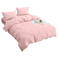 Blue Cat 藍貓 日式無印風素色床包 6 x 6.2 100% 聚酯纖維 台灣製造, 粉色, 6尺, 床包