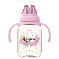 pigeon 貝親 雙把手PPSU吸管杯 公主款, 夢幻粉, 330ml, 1個